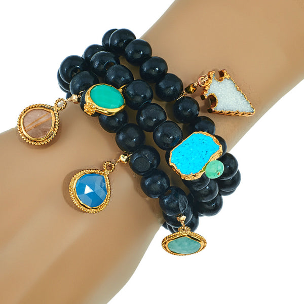 Navona Black wood Bracelet set