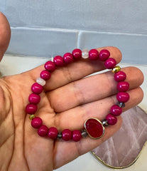 Hot Pink Chalcedony Wood Set