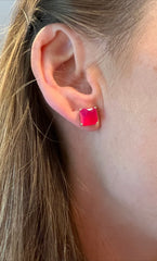 Hot Pink Chalcedony Studs