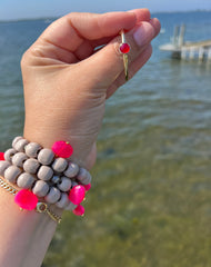 Hot Pink Chalcedony Wood Set