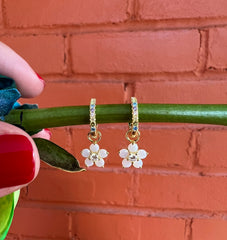 Flower Hanging Zircon Huggies