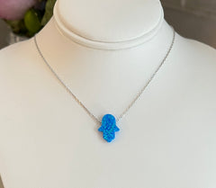 Blue Opal Hamsah Necklace