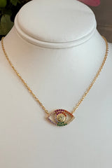 Multi-color Zircon Evil Eye Necklace