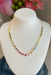 Multi-Color Zircon Statement Necklace