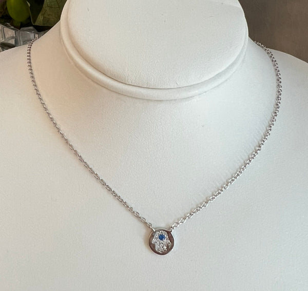 Sterling silver Hamsah itty bitty Necklace