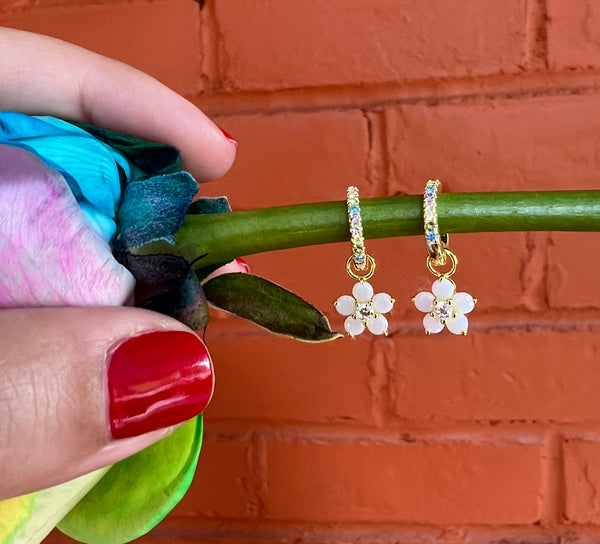 Flower Hanging Zircon Huggies
