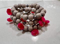 Hot Pink Chalcedony Wood Set