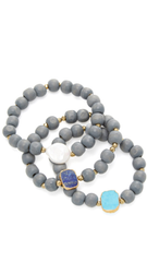 Turquoise, Blue Lapis and Coin Pearl Gray Wood Set
